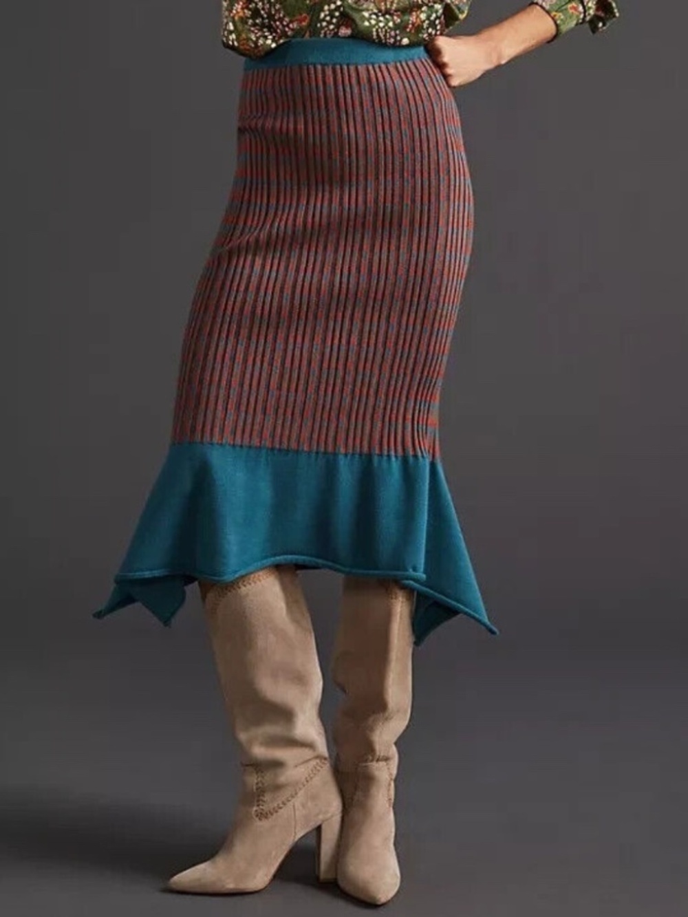 Current Air Anthro flounced sweater midi skirt